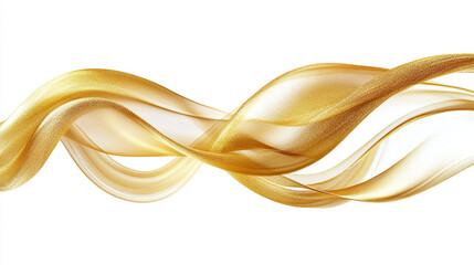 Abstract golden smoke or mist effect swirls isolated on white background.