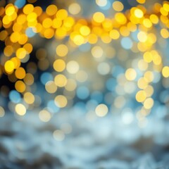 Obraz premium Golden and blue christmas and new year holidays background with bokeh winter season post card copy space Bokeh light lights background bokeh abstract light bright effect shiny