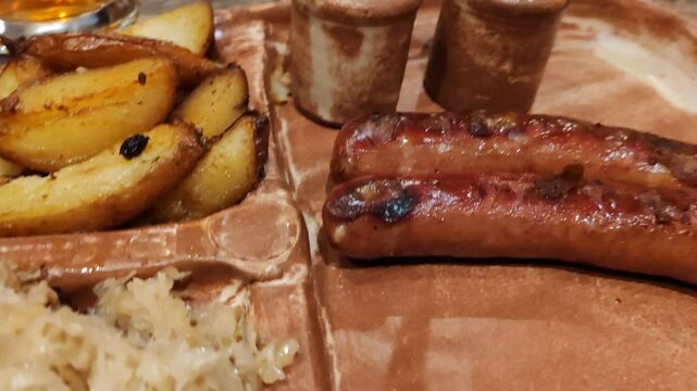 grilled sausages with vegetables