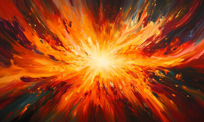 Explosive fiery streaks in warm oranges and reds burst across dynamic abstract background for impact
