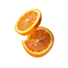 Fototapeta premium Juicy Slices of Blood Orange Falling on White Background