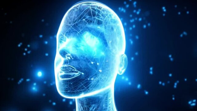 The convergence of technology with humanity. AI and technology concept