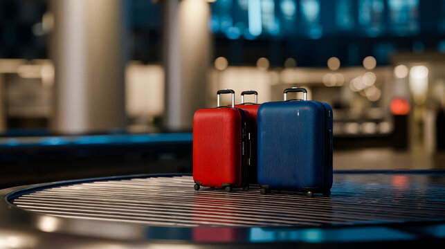 Two suitcases on a conveyor belt