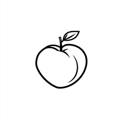 Simple Peach Icon, Outline Illustration