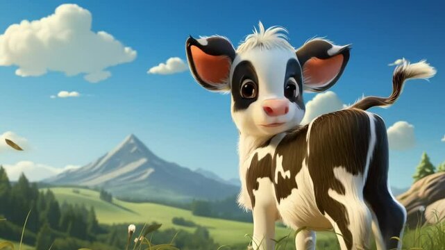 Cute animation of a baby cow cartoon