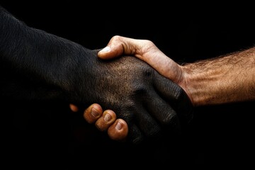 Handshake depicts unity between contrasting skin tones