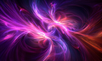 Obraz premium Chaotic swirl of electric purples and deep reds creates mesmerizing energy, igniting passion and creativity
