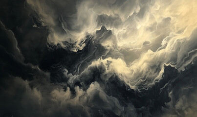 Stormy sky captured in abstract form with dark gray hues creates mood and intense energy