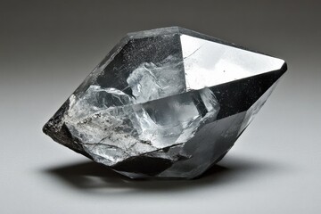 Fototapeta premium Raw herkimer diamond crystal reflecting light on a neutral background
