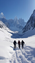group of people walking in the snow