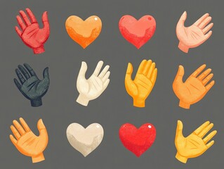 Obraz premium Colorful Hands with Hearts