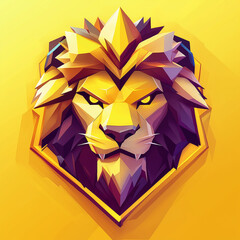 Fierce lion esports logo on a vibrant yellow background radiates power and competitive energy strongly