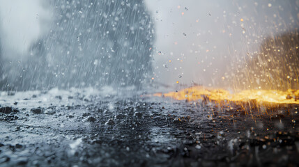 Visual effects rain snow mixing various surfaces showing unique colors natural environments, textures, patterns, landscape, weather, moisture, ice, drips. Molten Rain. Illustration