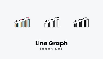 Line Graph Icons thin line and glyph vector icon stock illustration