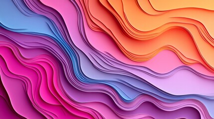 Abstract wavy line 3d paper cut white background. Topographic canyon geometric map relief texture with curved layers and shadow. Abstract modern papercut decoration textured with wavy layers 