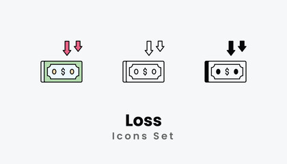 Loss Icons thin line and glyph vector icon stock illustration