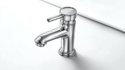Detailed drawing of a faucet with precise dimensions and measurements marked clearly