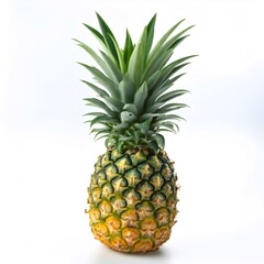 Fototapeta premium Whole pineapple with green spiky leaves, isolated on white background