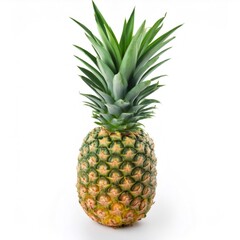 Fototapeta premium Whole pineapple with spiky green leaves isolated on a white background