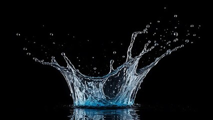 Close-up of a water splash and spread against a dark background