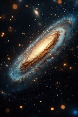 Naklejka premium Galaxy formation with bright stars and swirling cosmic dust in a deep space setting displaying vibrant colors and intricate details