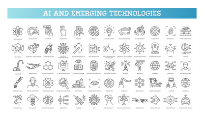 Ai and emerging future tech icon set