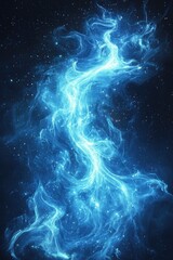 Glowing blue nebula in deep space with sparkling stars and cosmic elements