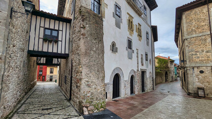 Obraz premium San Nicolas or Gastanaga palace, XIV and XV centuries, Llanes village, Asturias, Spain