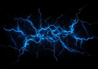 Blue energy plasma streaks, dark background, abstract design, digital art