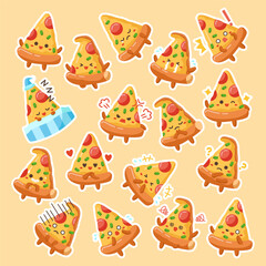 Cute Pizza with Expressions