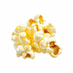 Fototapeta premium Realistic buttery popcorn kernel with fluffy texture, isolated on transparent background. Generative Ai.