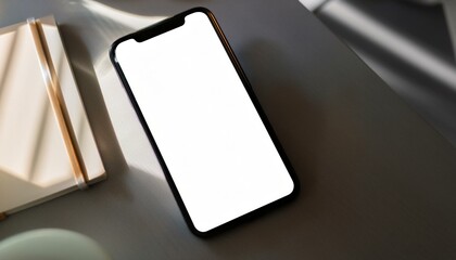 Mockup de pantalla de smartphone en escritorio minimalista