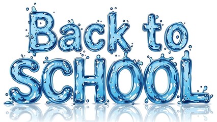 "Back to School" is displayed with liquid-formed letters, creating a refreshing splash effect education concept background