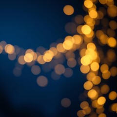 Obraz premium Christmas golden light shine particles bokeh on navy blue background holiday concept abstract background with dark blue and gold particle Bokeh light lights background bokeh abstract light bri