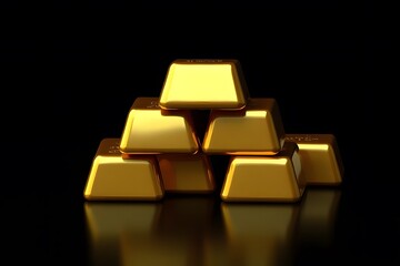 A stack of gold bars arranged in a pyramid shape symbolizing wealth and success