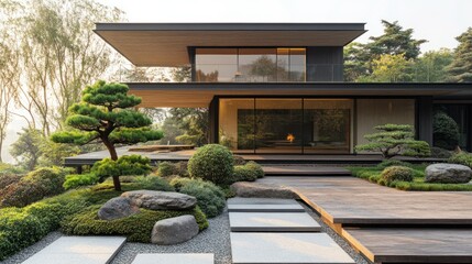 Modern Zen House nestled in nature's embrace