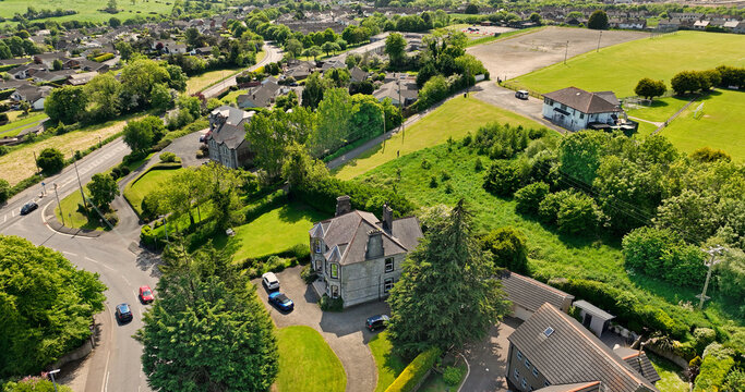 Aerial view of Residential homes and Business in Larne Town Co Antrim Northern Ireland
