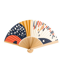 A fusion of a traditional Japanese fan with modern graphic designs