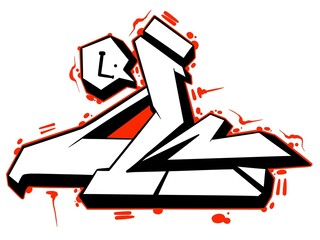 digital letter L, graffiti font L with cool and unique wildstyle pattern