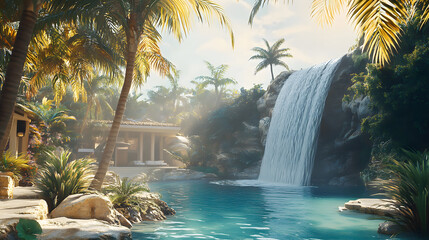 Luxurious Tropical Oasis Waterfall Paradise Retreat