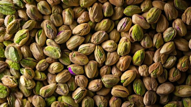 A seamless spread of whole pistachios in their shells, tightly packed together to fill the entire frame with a crunchy, earthy texture and warm green tones.