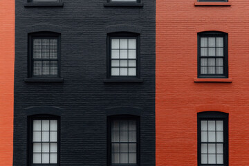 Fototapeta premium A brick building with black and red bricks and windows