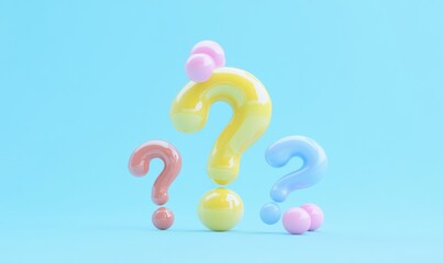 3d question marks on light blue background Generative AI
