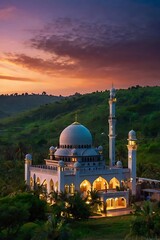 portrait of mosque with twilight view