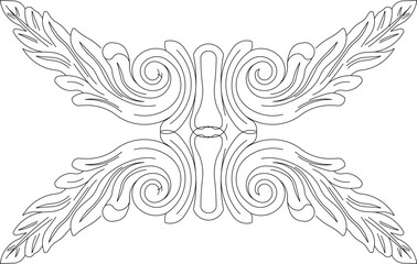 Fototapeta premium sketch vector illustration silhouette design decorative ornament floral decoration classic vintage ethnic traditional 