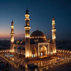 portrait of mosque with twilight view