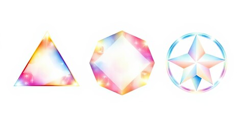 Iridescent Geometric Shapes Triangle Octagon Star Abstract Background Design