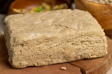 halva made from roasted sunflower seeds and crushed into one solid mass