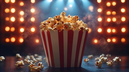 Top View of Fresh Popcorn for Movie Night