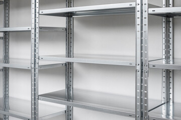 Metal warehouse shelving unit with adjustable shelves